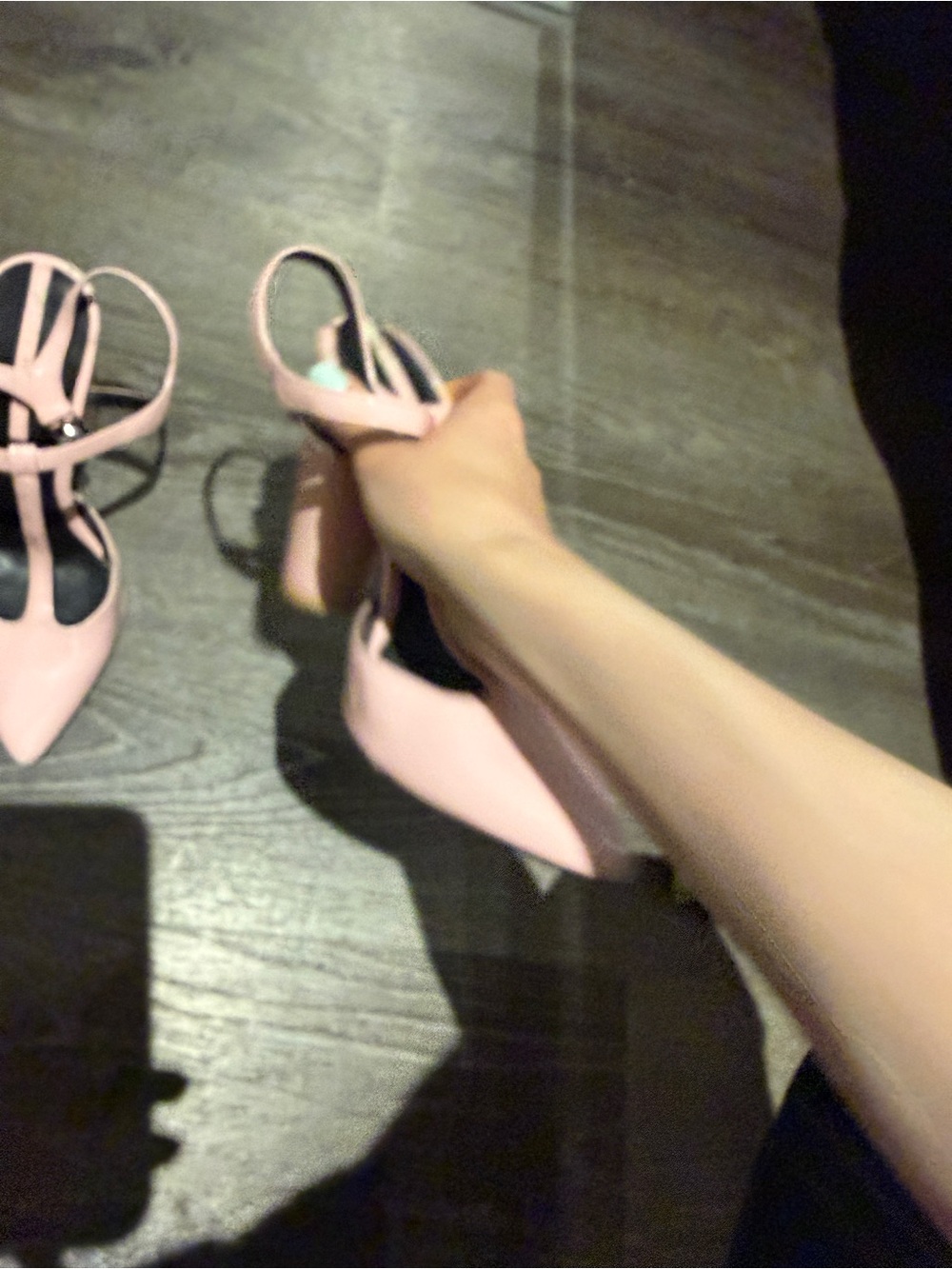 ZARA Glossy Light Pink T-Strap Pointed Block Heels - Picture 5 of 6